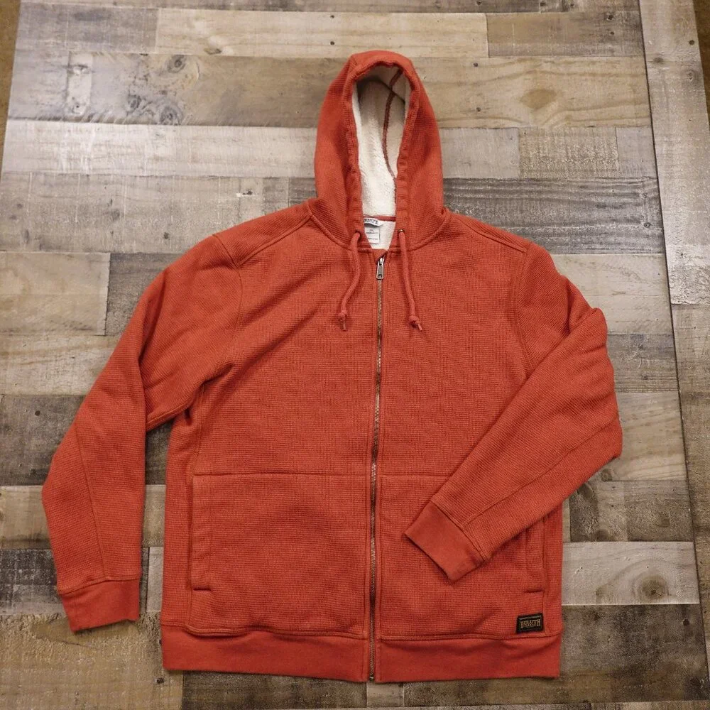 Duluth Trading Burly Thermal Sherpa-Lined Hoodie‎ Men's 2XL Rust Red